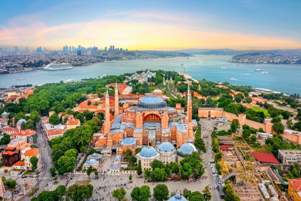 Widok z lotu ptaka na Hagia Sophia w Stambule, Turcja