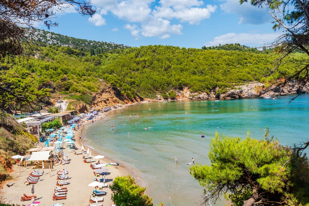 Plaża Sunj na Lopud - piaszczysta plaża w półokrągłej zatoce Elafiti