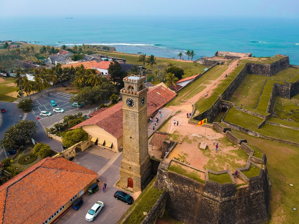 Fort w Galle z wieżą zegarową, widok z lotu ptaka