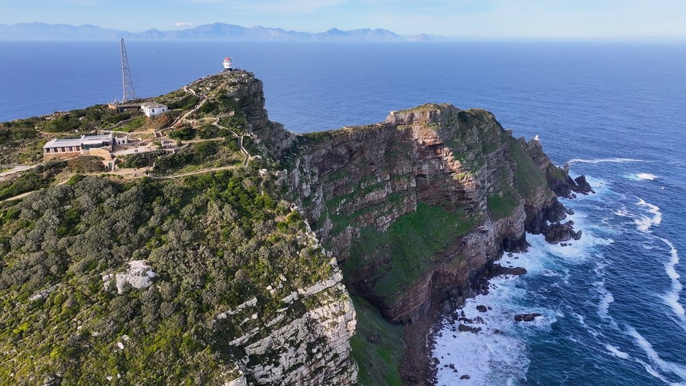 Cypel Cape Point z latarnią z lotu ptaka