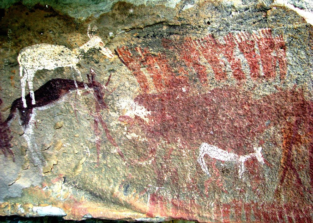 Malowidła San z antylopami na skale w Battle Cave
