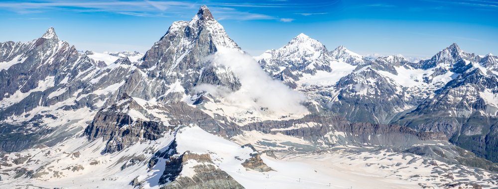 Matterhorn i lodowce widziane z okolic Klein Matterhorn